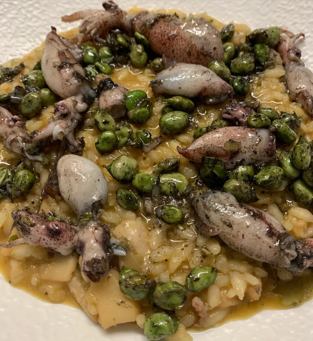 Rice with baby cuttlefish and broad beans, seasonal cooking at La Estrella 1924