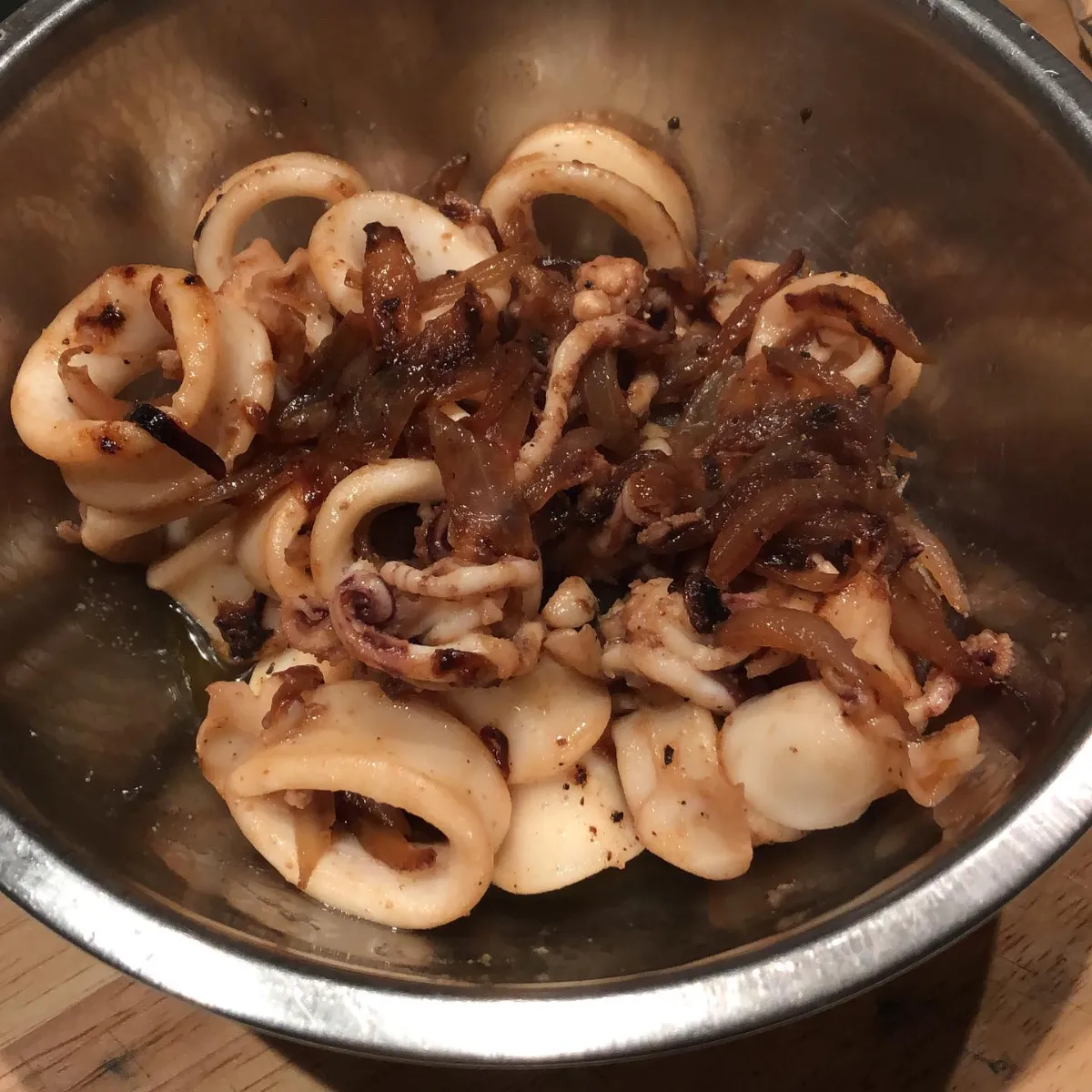Grilled squid with caramelised onion at La Estrella 1924
